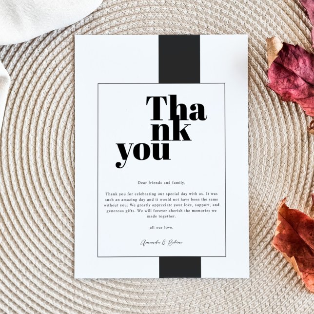 Minimal Black and White  Thank You Card (Creator Uploaded)