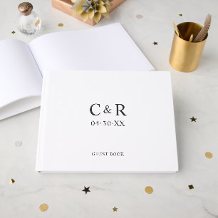 Minimal Black and White Wedding Monogram Guest Book