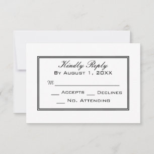Minimal Black and White Wedding RSVP Card