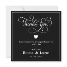Minimal Black and White Wedding Thank You Card