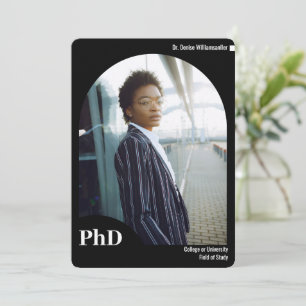 Minimal Black Arch Photo PhD Graduation  Announcement