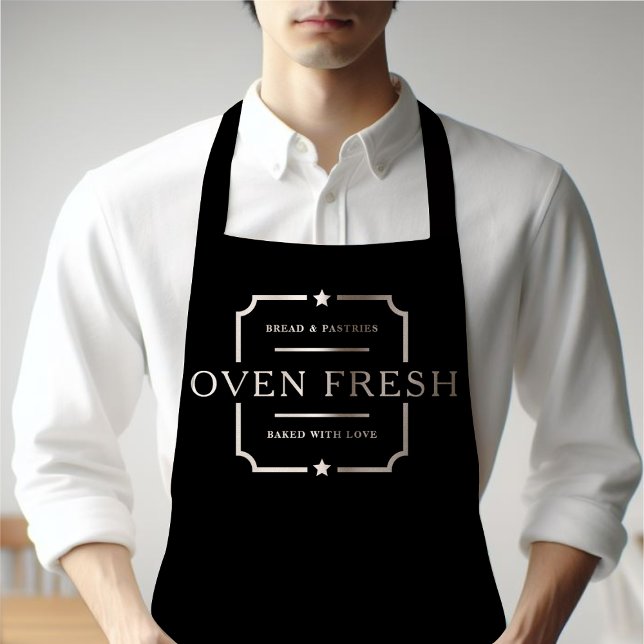 Minimal Black Bakery Kitchen Dining Business  Apron (Creator Uploaded)