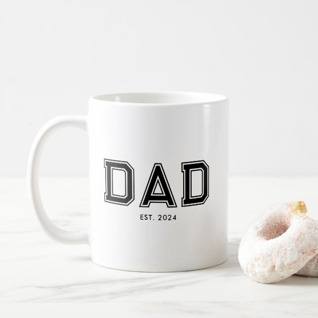 Minimal Black Bold Text Dad Established Coffee Mug (With Donut)