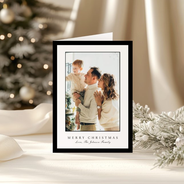 Minimal Black Border Photo Elegant Christmas Holiday Card (Creator Uploaded)