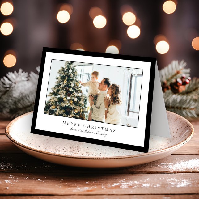 Minimal Black Border Photo Elegant Christmas Holiday Card (Creator Uploaded)