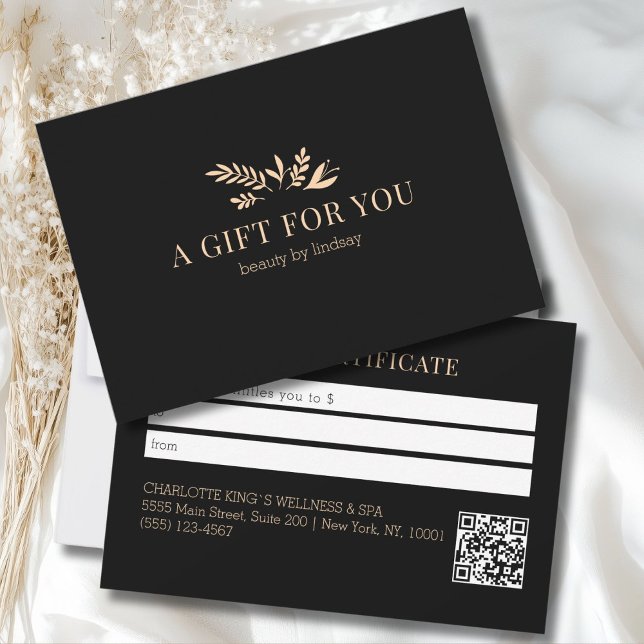 Minimal Black Botanical Business QR Code (Minimal Black Botanical Business QR Code)