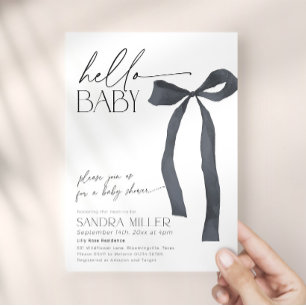 Minimal Black Bow Coquette Baby Shower Invitation