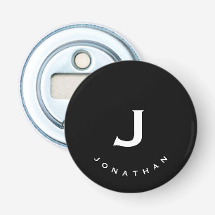 Minimal Black Classic Monogram Bottle Opener