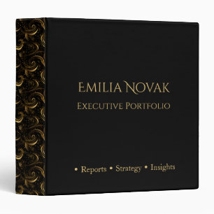 Minimal Black Custom Name Professional Portfolio  Binder