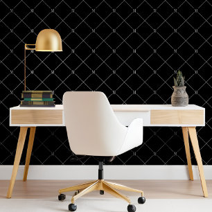 Minimal Black Diagonal Chequered Monogram Pattern Wallpaper