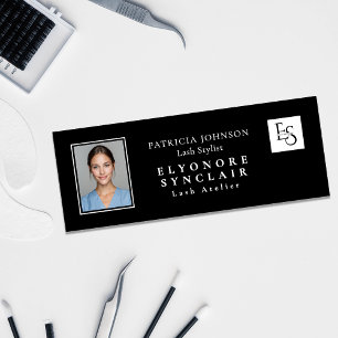 Minimal Black Elegant Photo Lash Name Tag