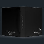 Minimal Black Family Monogram Christmas Messsage Binder<br><div class="desc">Modern recipe binder features a minimal design in a classic black and white colour palette. Custom family name presented in the lower right-hand corner in stylish simple font with a complimentary minimal monogram medallion. Shown with a custom name and monogram initial on the front in modern typography, this personalized family...</div>