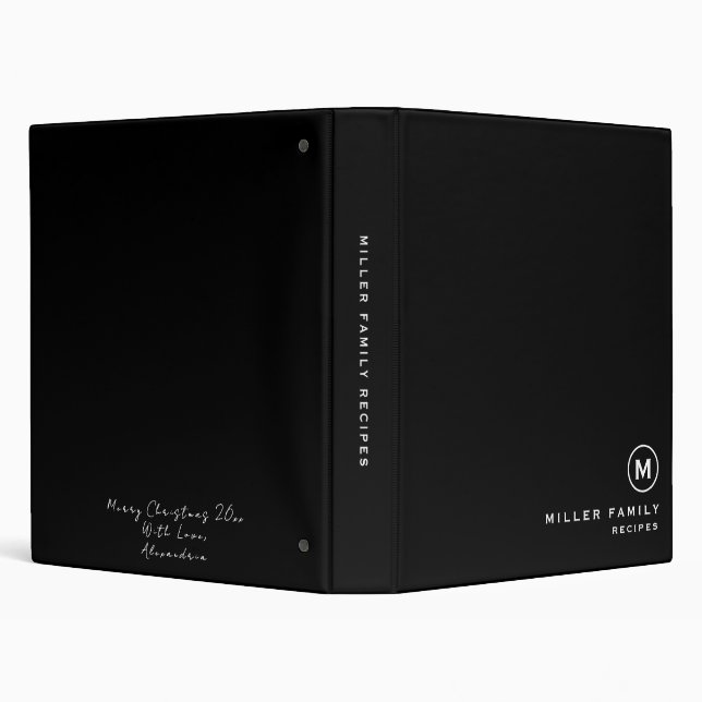 Minimal Black Family Monogram Christmas Messsage Binder (Background)