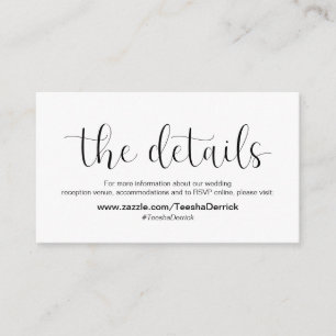Minimal, Black font, Wedding Details Enclosure Card
