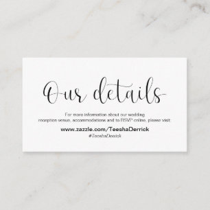 Minimal, Black font, Wedding Details Enclosure Card