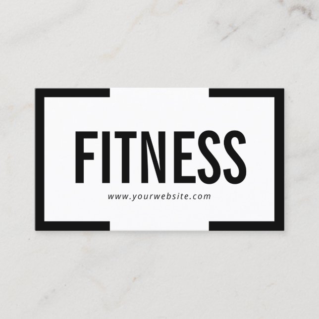 Minimal Black Frame Fitness Personal Trainer Business Card (Front)
