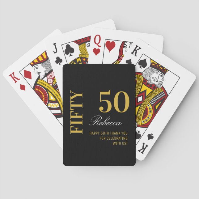 Minimal Black & Gold 50th Birthday  Playing Cards (Back)