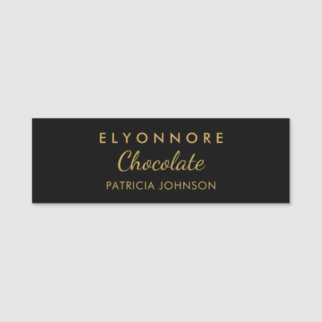 Minimal Black Gold Custom Staff Name Tag (Front)