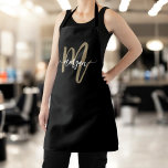 Minimal Black Gold Modern Typographic Monogram Apron<br><div class="desc">Cook in style with the Minimal Black and Gold Modern Typographic Monogram Apron. Featuring a sleek black design with a bold gold typographic monogram, this apron combines modern elegance with practicality. Perfect for cooking, baking, or grilling, it provides full coverage and comfort while you work in the kitchen. The personalized...</div>