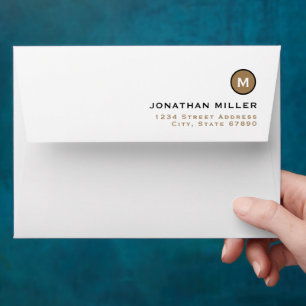 Minimal Black Gold Monogram Envelope
