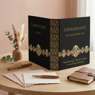 Minimal Black Golden Custom Professional Business Binder