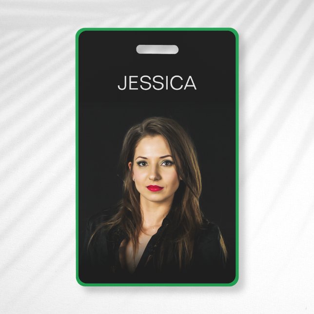 Minimal Black Green Corporate Employee Photo ID Badge (Creator Uploaded)