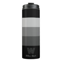 Minimal Black Grey Bars Monogram Thermal Tumbler