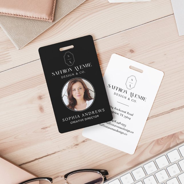 Minimal Black ID Custom Monogram Logo & Photo Badge (Creator Uploaded)