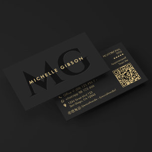 Minimal Black Initials Consulting Professional Business Card