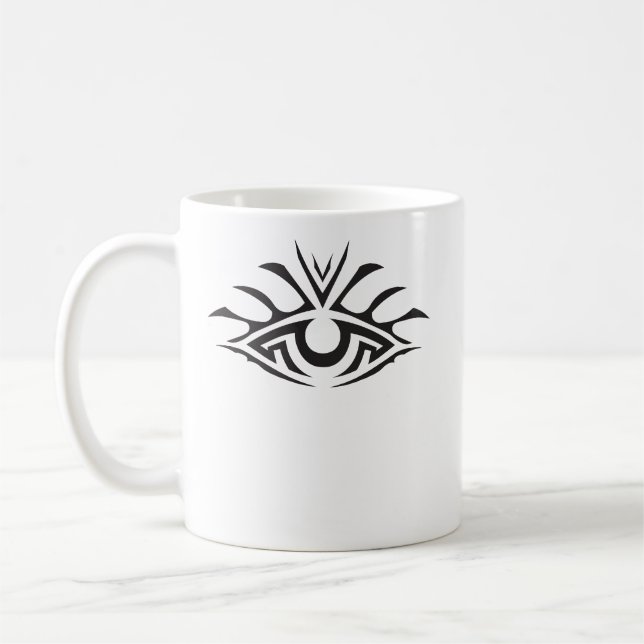 Minimal Black Ink Tattoo Style Artwork Coffee Mug (Left)