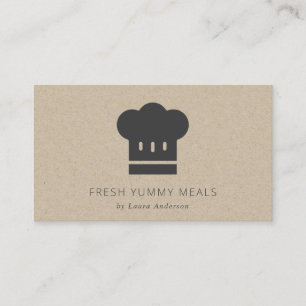 Minimal Black Kraft Modern Chef Hat Catering Business Card