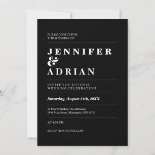 Minimal Black ﻿Modern Simple Wedding Invitations