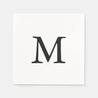 Minimal Black Monogram Wedding Napkin