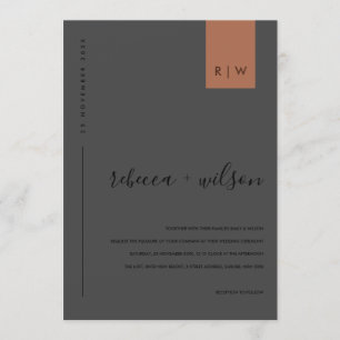 MINIMAL BLACK ON BLACK RUST TYPOGRAPHY WEDDING INVITATION