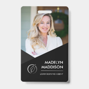 Minimal Black Photo Notary Signing Agent Badge