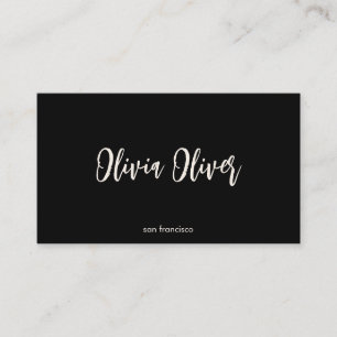 Minimal Black Script Calligraphy Elegant Modern Business Card