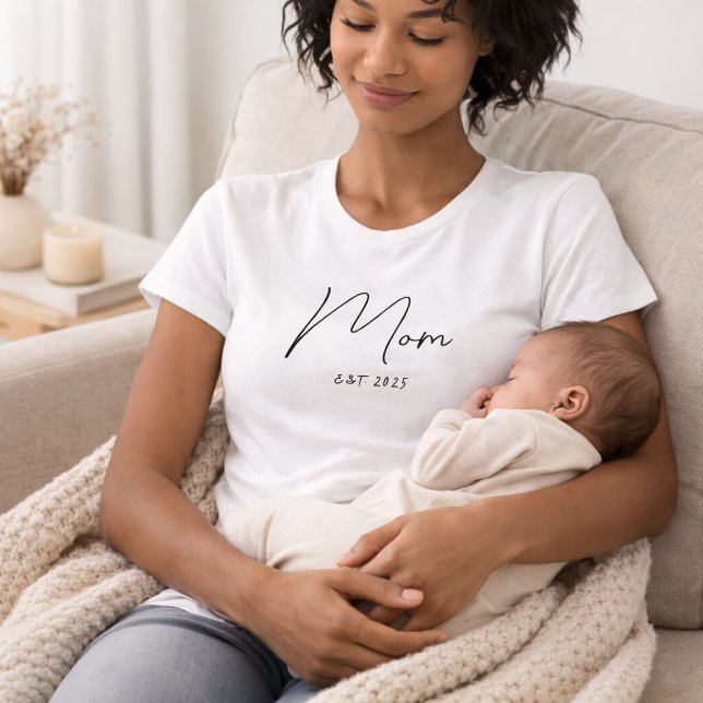 Minimal Black Script Established Mom T-Shirt (Creator Uploaded)