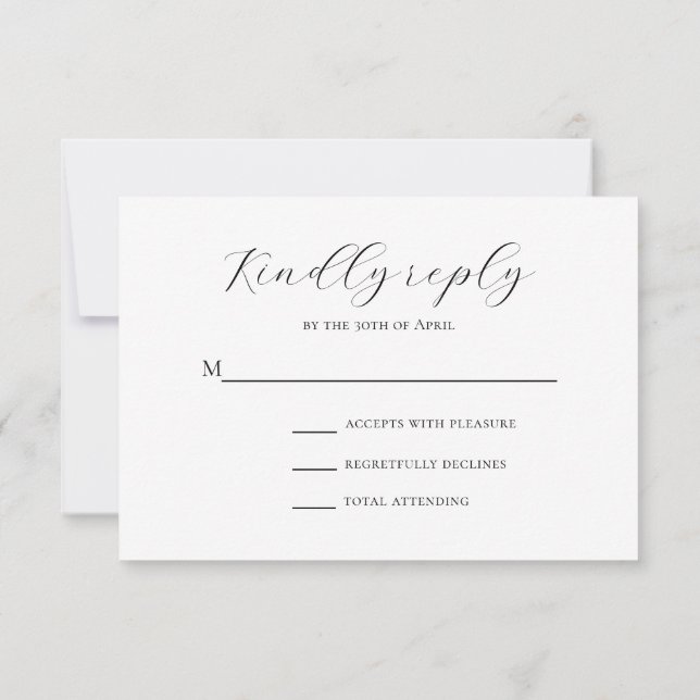 Minimal Black Script Modern Muslim Wedding RSVP (Back)
