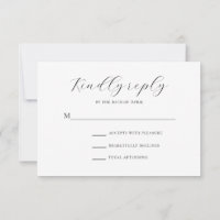 Minimal Black Script Modern Muslim Wedding RSVP