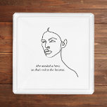 Minimal Black She Became A Hero Inspiration Girl  Acrylic Tray<br><div class="desc">Minimal Black She Became A Hero Inspiration Girl</div>