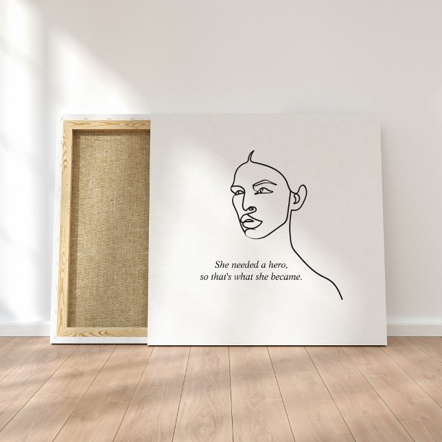 Minimal Black She Became A Hero Inspiration Girl  Canvas Print (Creator Uploaded)