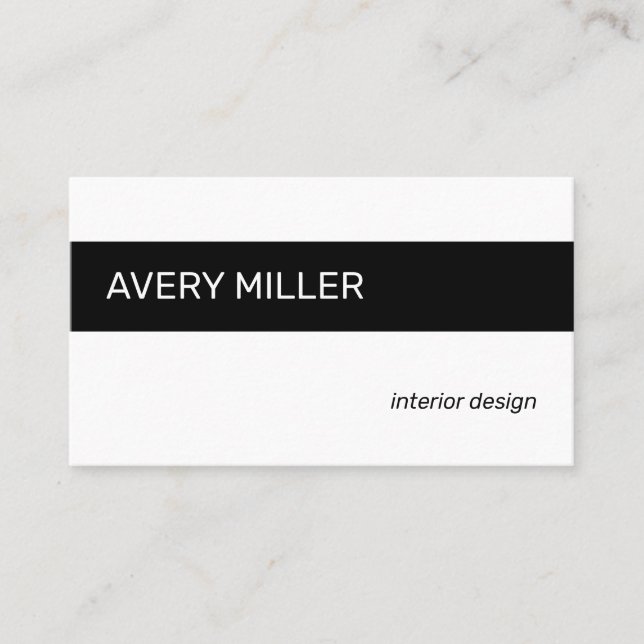 Minimal Black Stripe on White Business Card (Front)