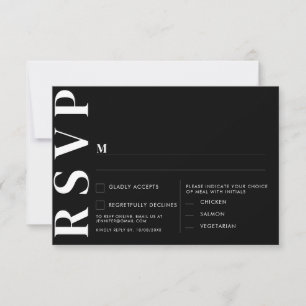 Minimal Black Wedding  RSVP Card