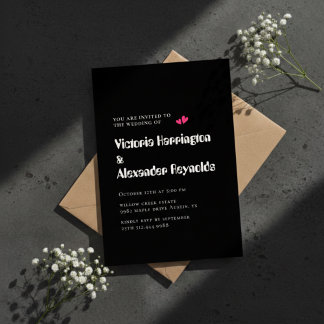 Minimal Black Wedding Typography Invitation
