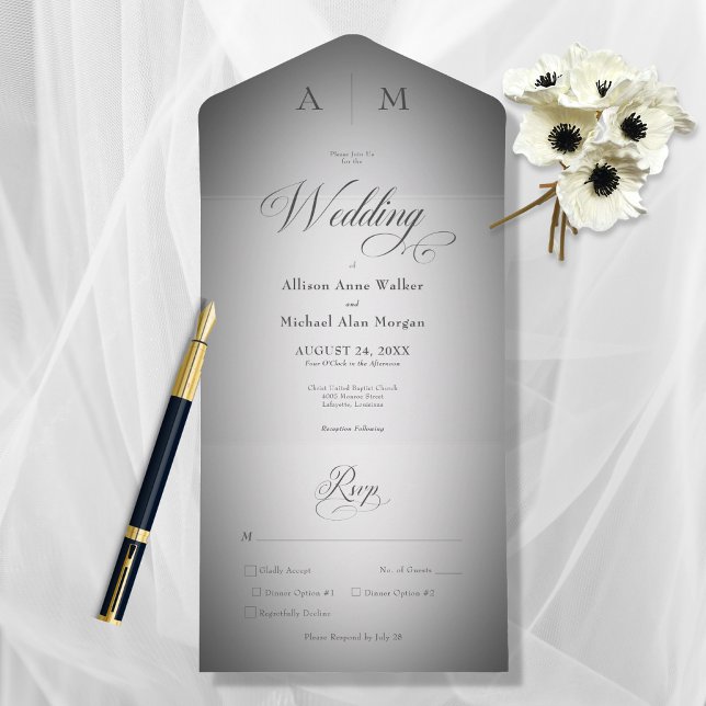 Minimal Black & White Blur Modern Dinner All In One Invitation (Creator Uploaded)
