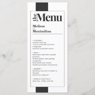 Minimal Black & White bold elegant Wedding Menu