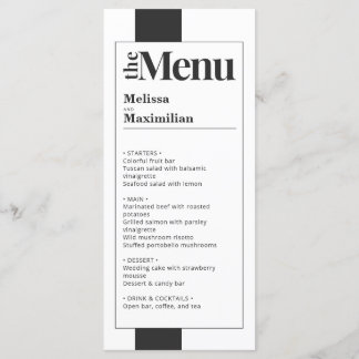 Minimal Black & White bold elegant Wedding Menu
