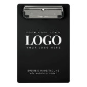 Minimal Black & White Business Company Custom Logo Mini Clipboard (Front)