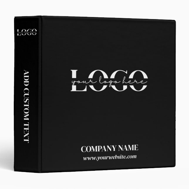 Minimal Black & White Business Logo Company Name Binder (Front/Spine)