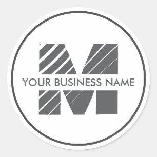 Minimal Black White Business Monogram Custom Logo  Classic Round Sticker